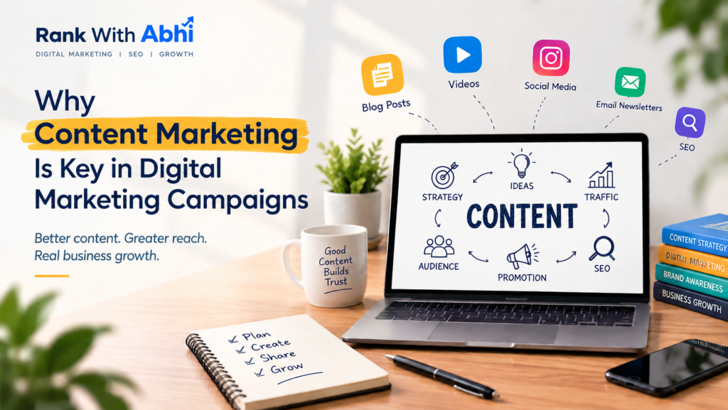 Content marketing strategy for digital marketing campaigns, SEO, social media, and business growth